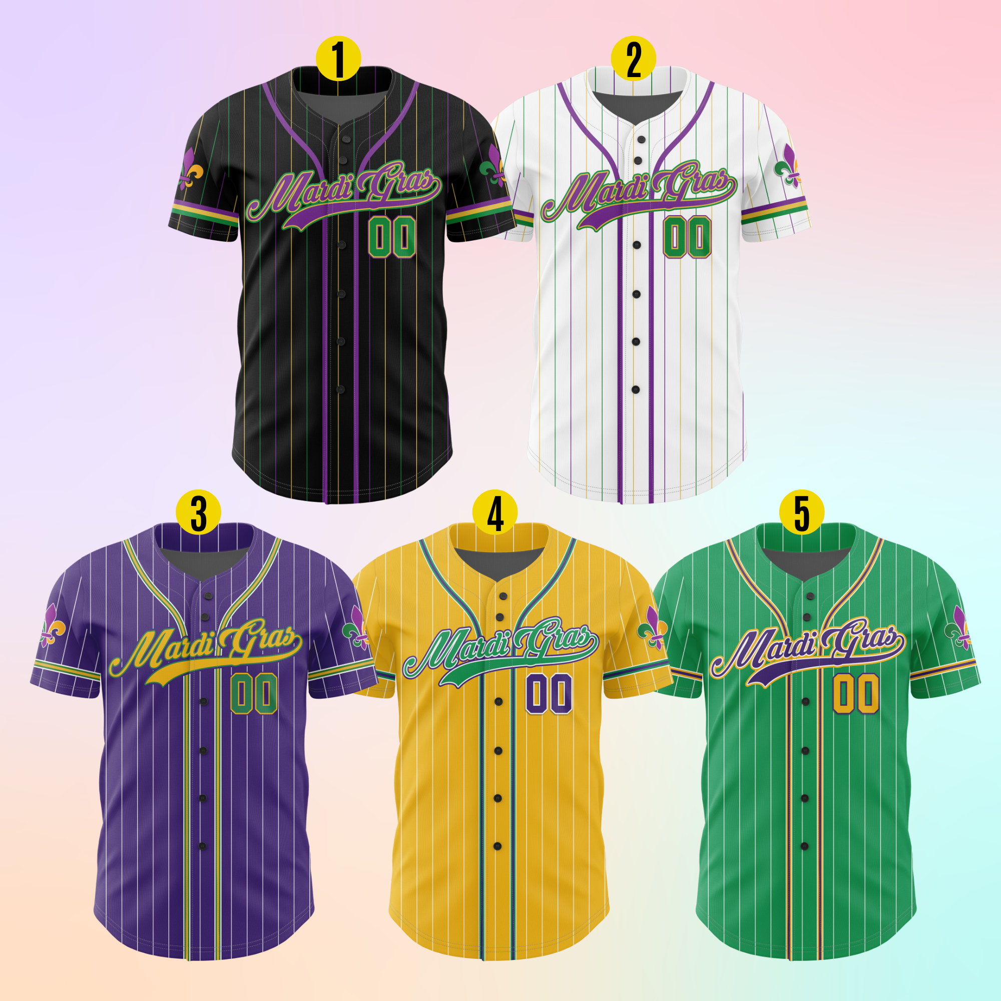 Custom Mardi Gras Baseball Jersey B84