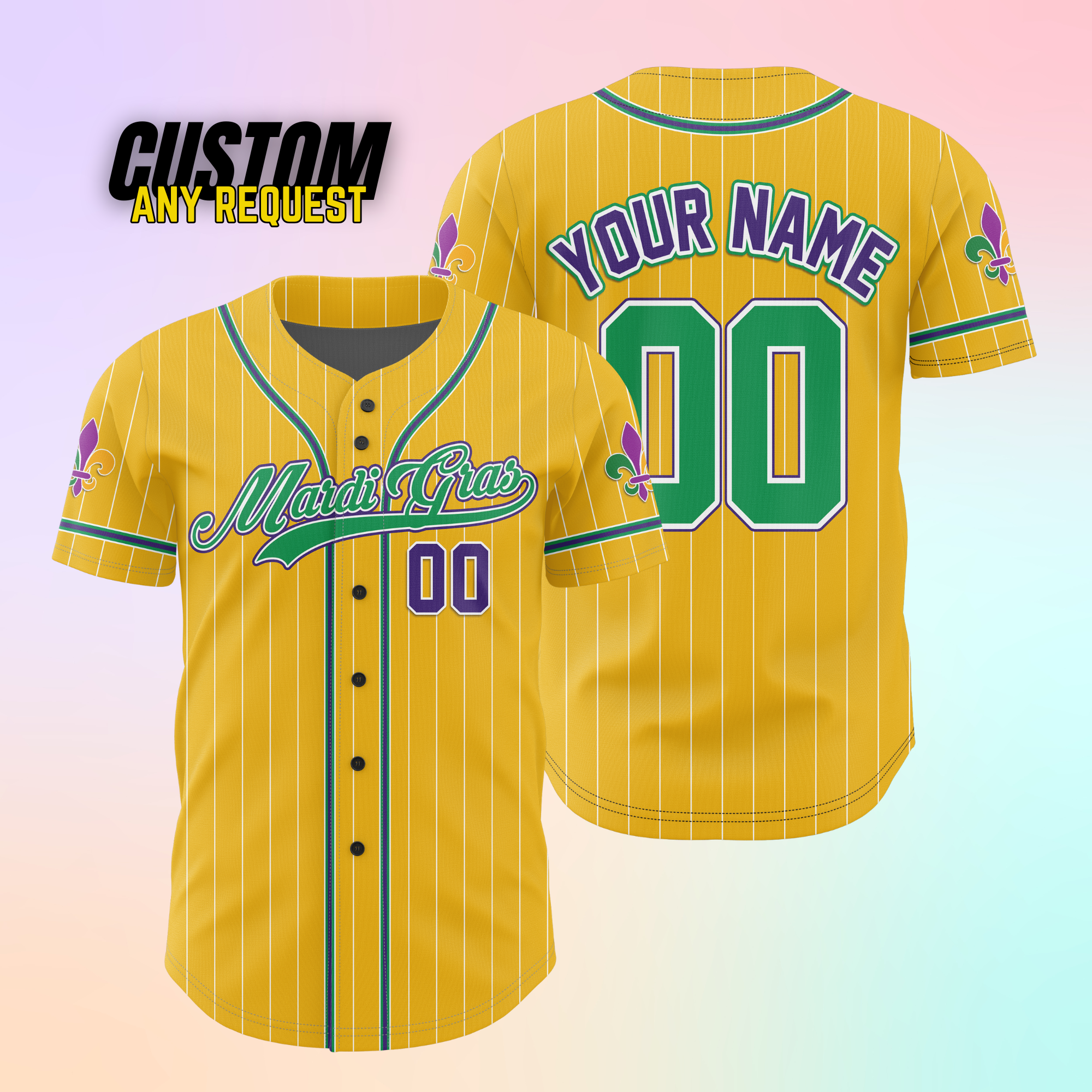Custom Mardi Gras Baseball Jersey B84