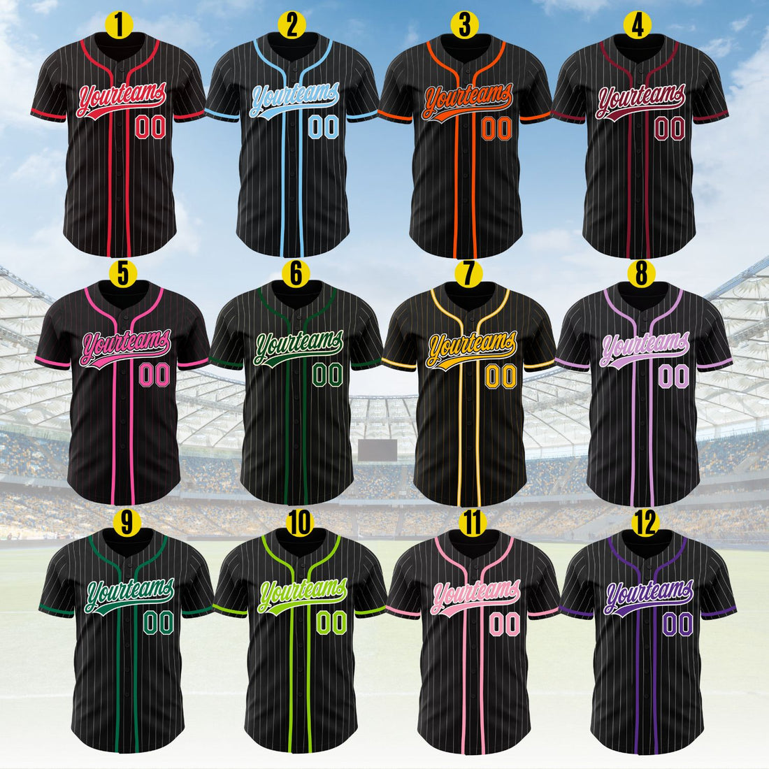 Custom Pinstripe Baseball Jersey Personalized Baseball Sports Uniform For Men Women Boy