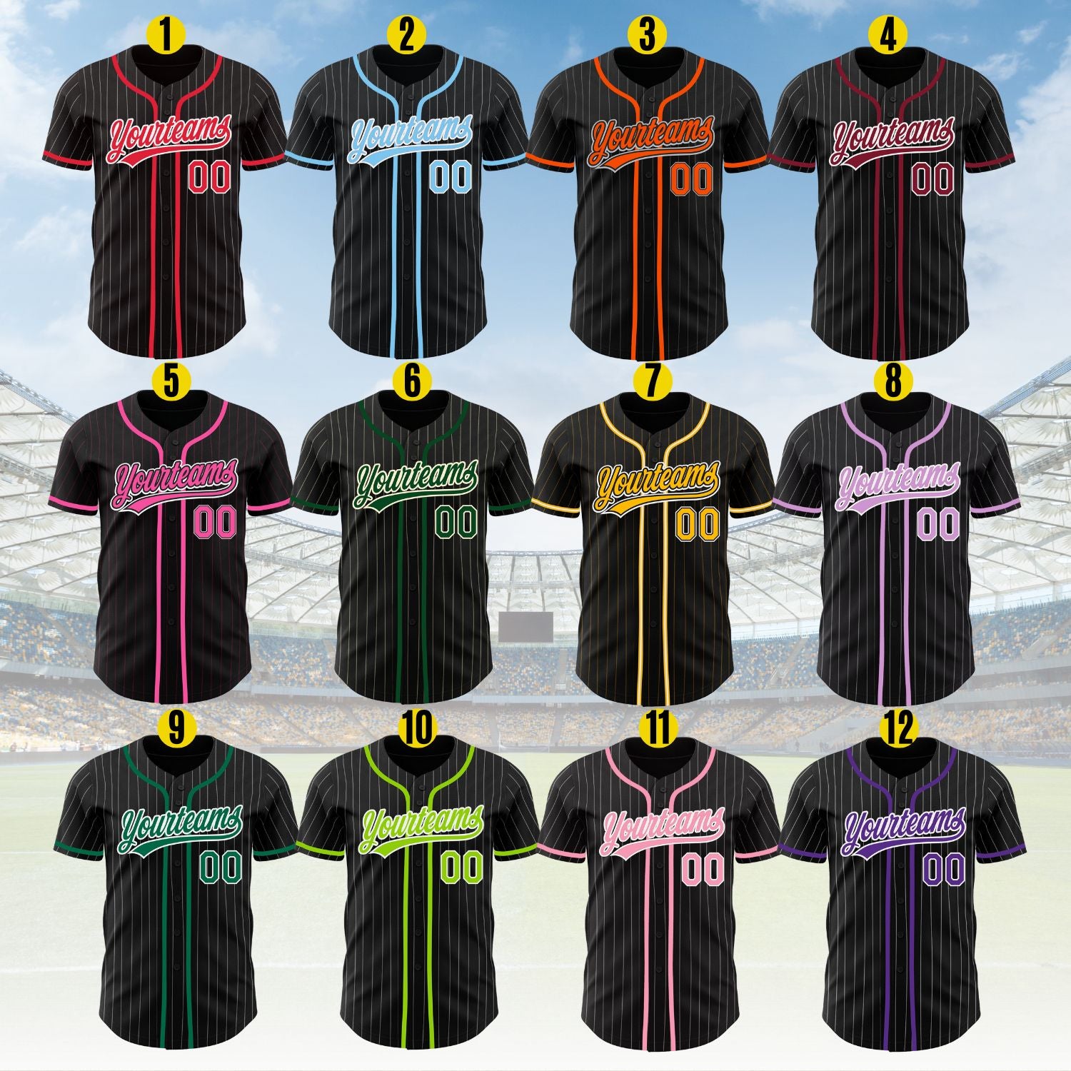 Custom Pinstripe Baseball Jersey Personalized Baseball Sports Uniform For Men Women Boy