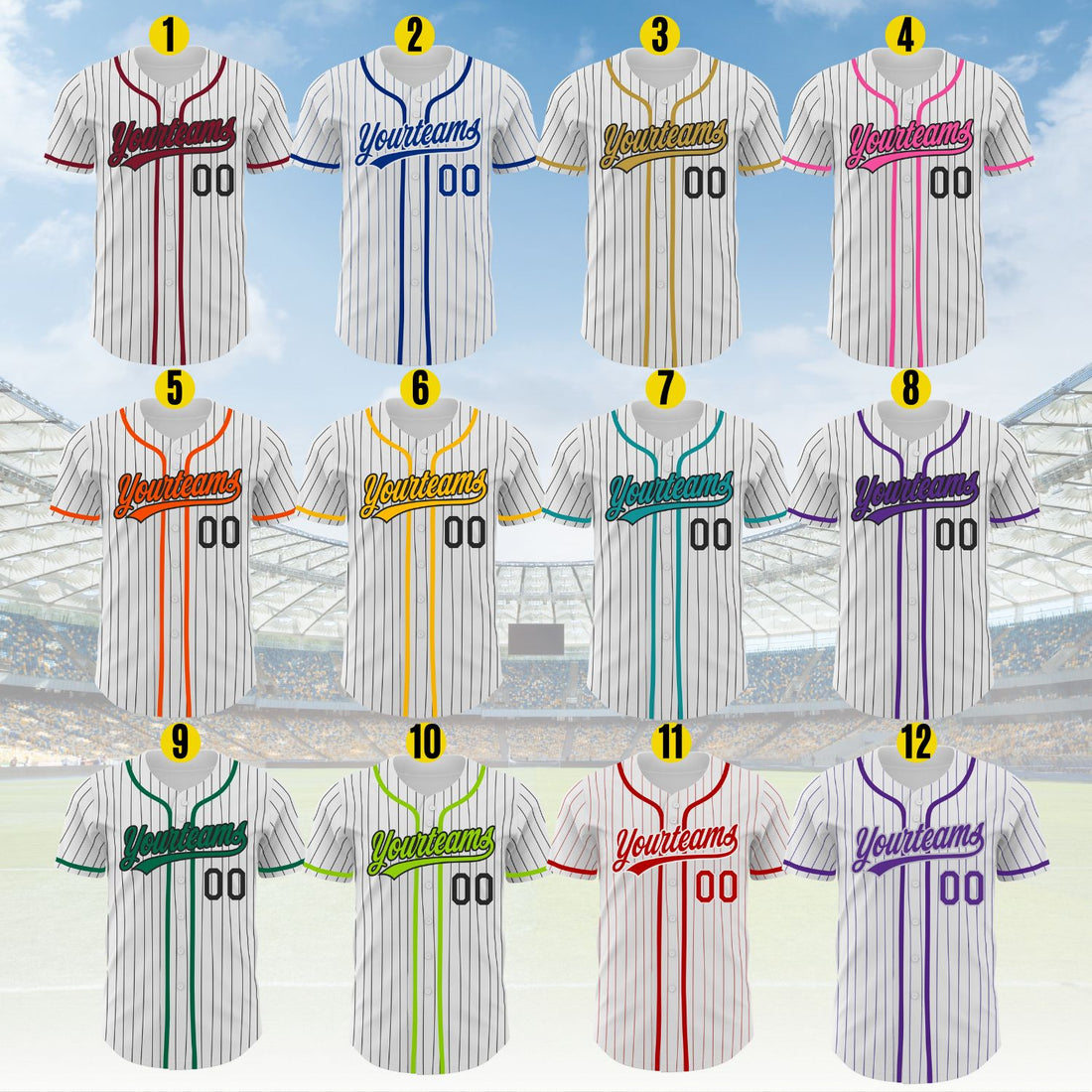 Custom Pinstripe Baseball Jersey Personalized Baseball Sports Uniform For Men Women Boy