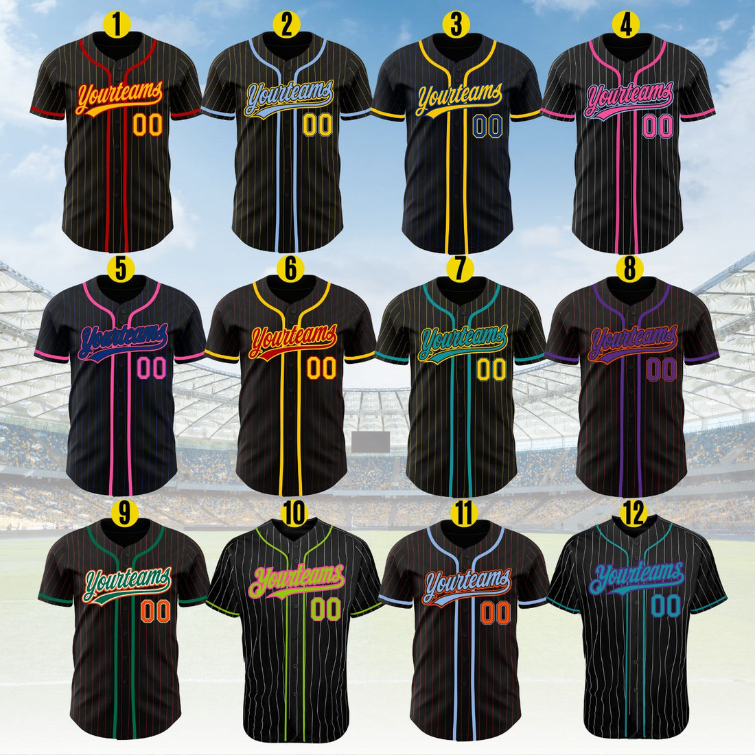 Custom Pinstripe Baseball Jersey Personalized Baseball Sports Uniform For Men Women Boy